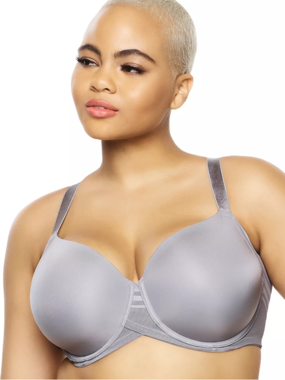 Paramour by Felina Marvelous Side Smoother Contour Bra Silvery Grey Size 42D